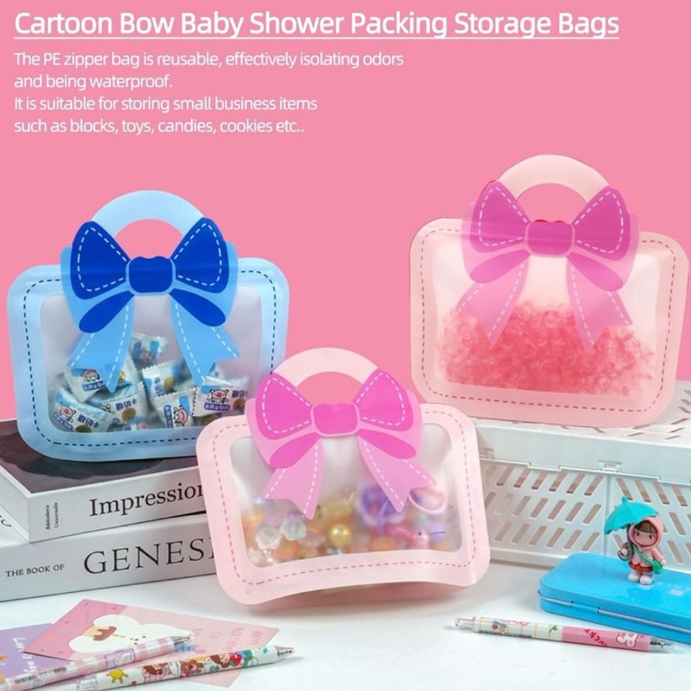 Cartoon Bow Storage Bags - Blue and Pink